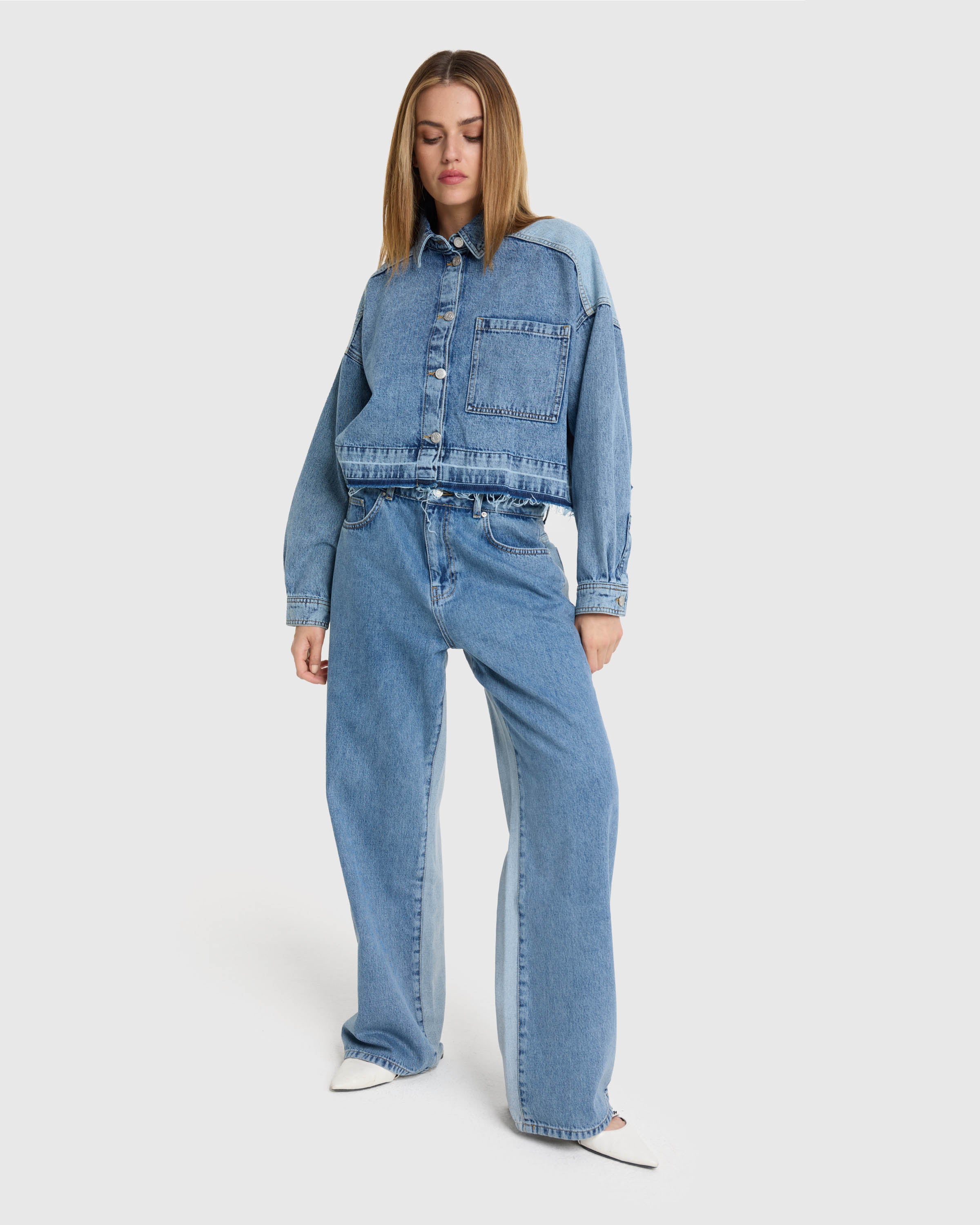 Mix Denim Blouse - Image 3